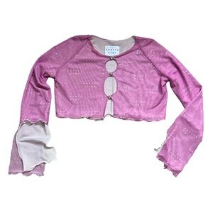 POSTER GIRL Pink Sheer Long Sleeve Crop Top